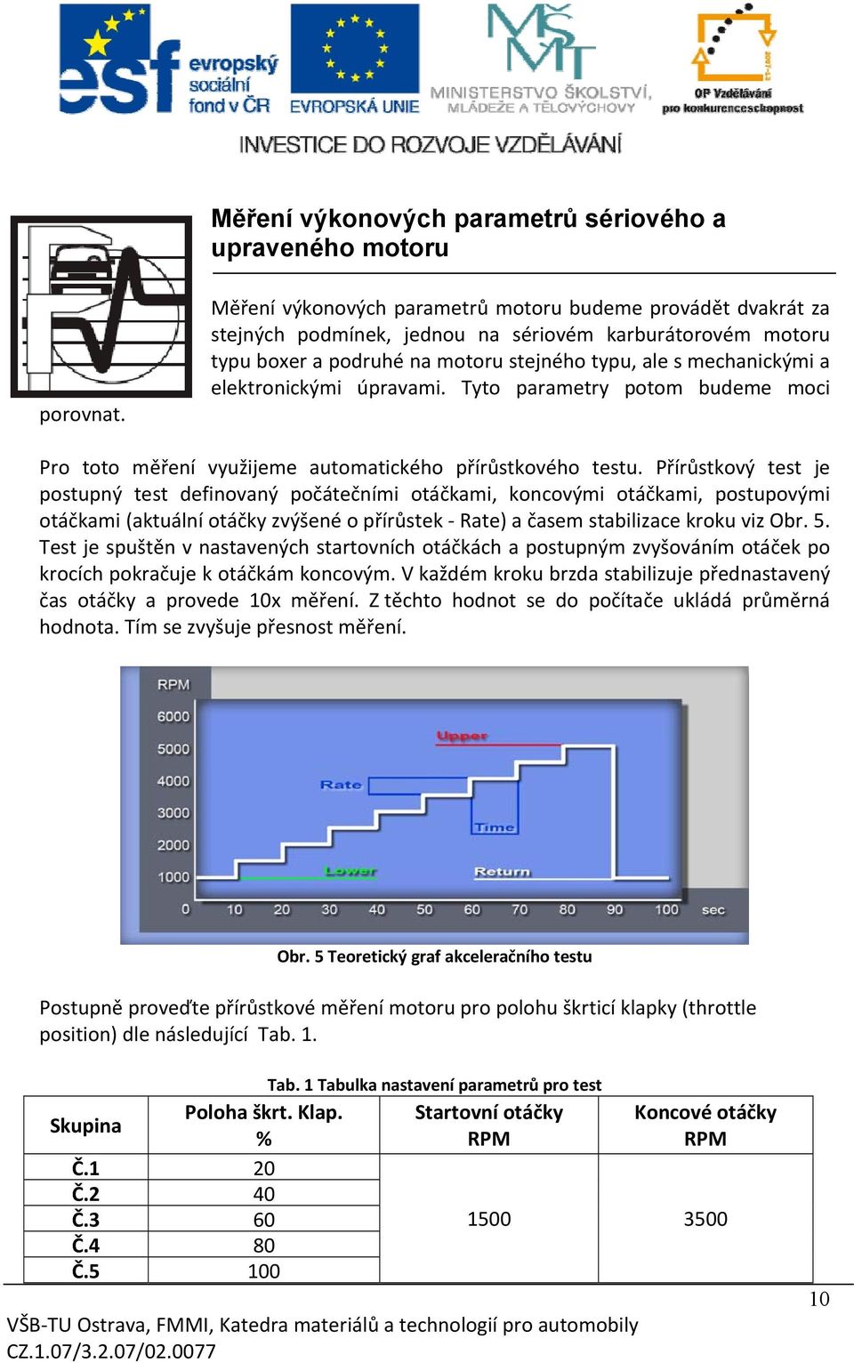 elektronickými úpravami. Tyto parametry potom budeme moci Pro toto měření využijeme automatického přírůstkového testu.