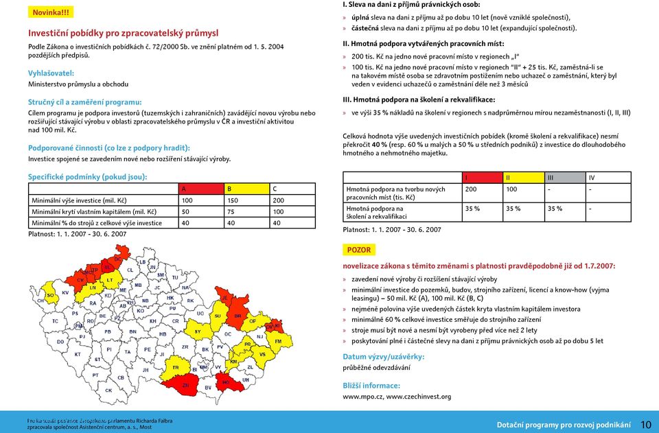 investiční aktivitou nad 100 mil. Kč. In