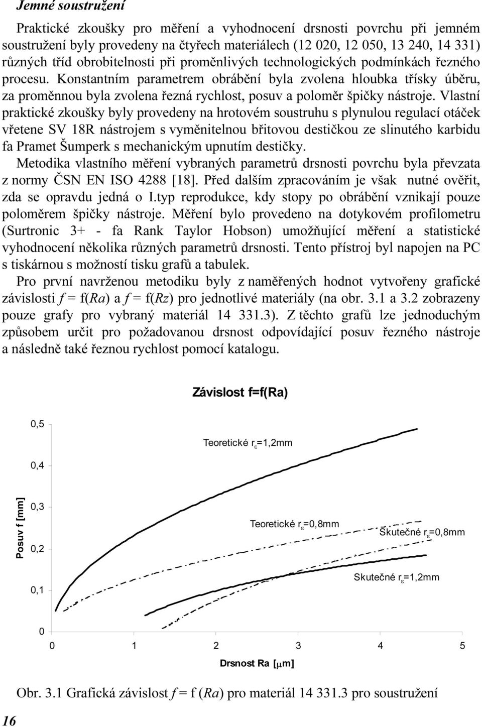 Vlastní paktické zkoušky byly povedeny na hotovém soustuhu s plynulou egulací otáček vřetene SV 18R nástojem s vyměnitelnou břitovou destičkou ze slinutého kabidu fa Pamet Šumpek s mechanickým