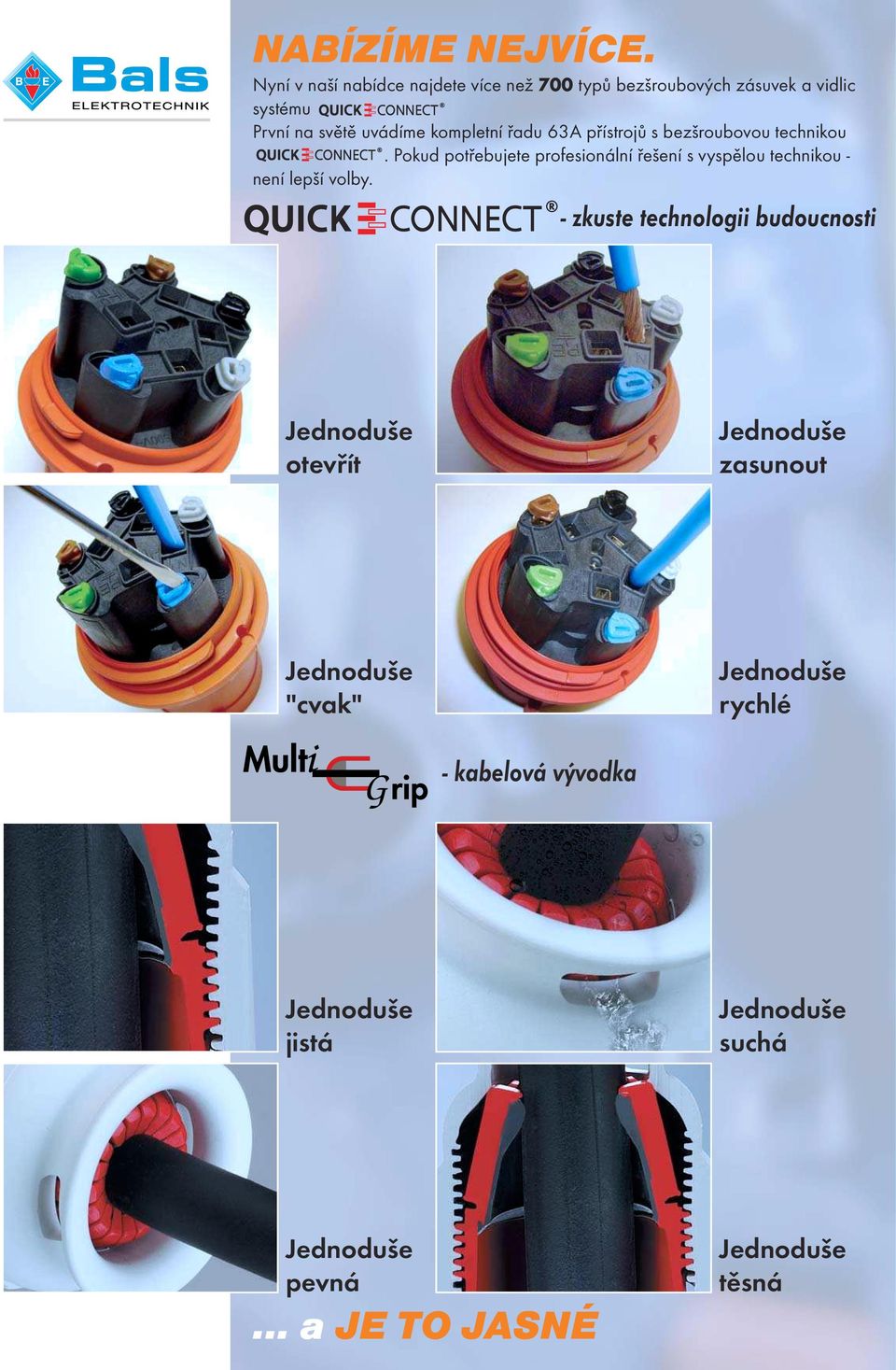 kompletní řadu 63A přístrojů s bezšroubovou technikou.