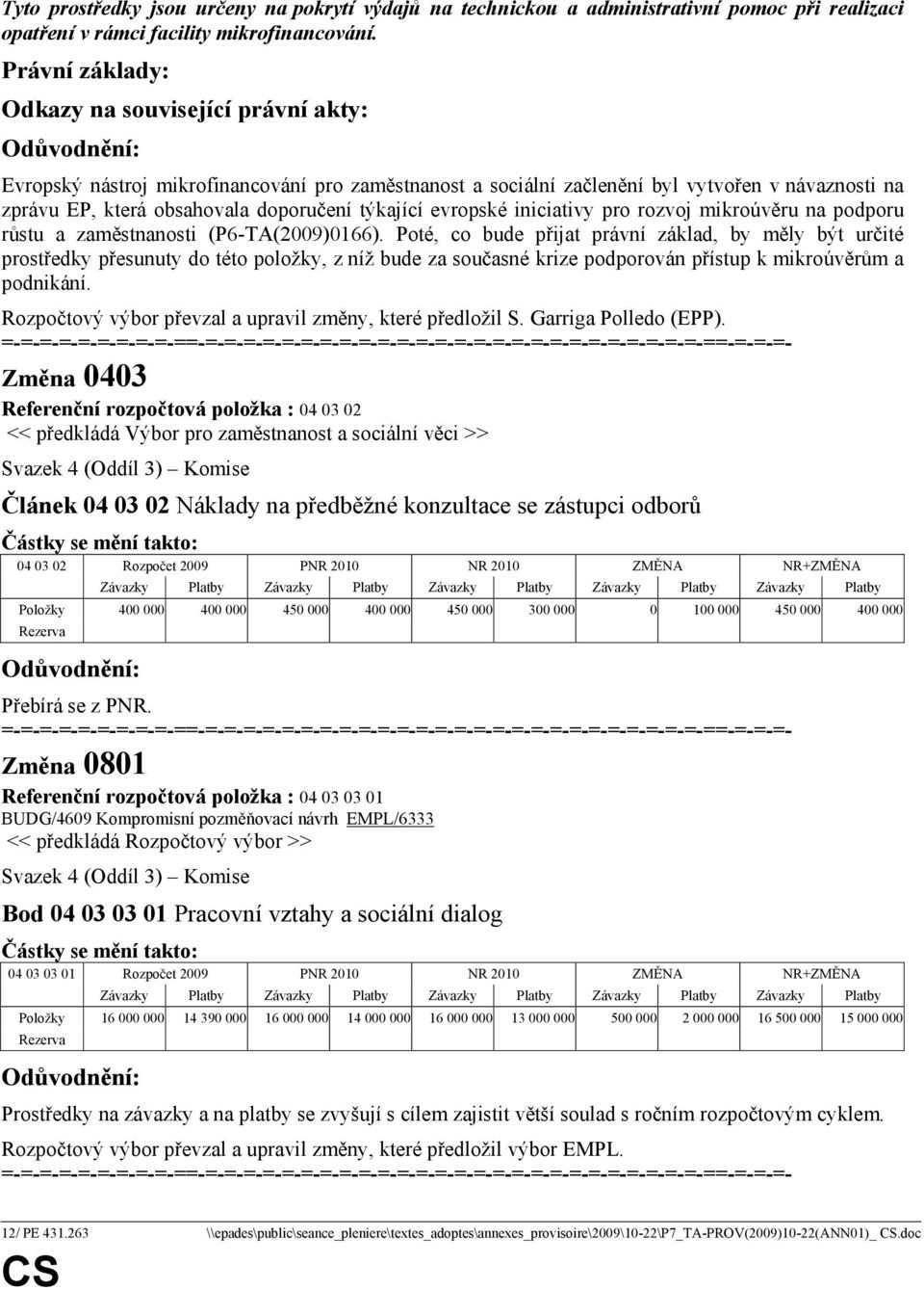 podporu růstu a zaměstnanosti (P6-TA(2009)0166).