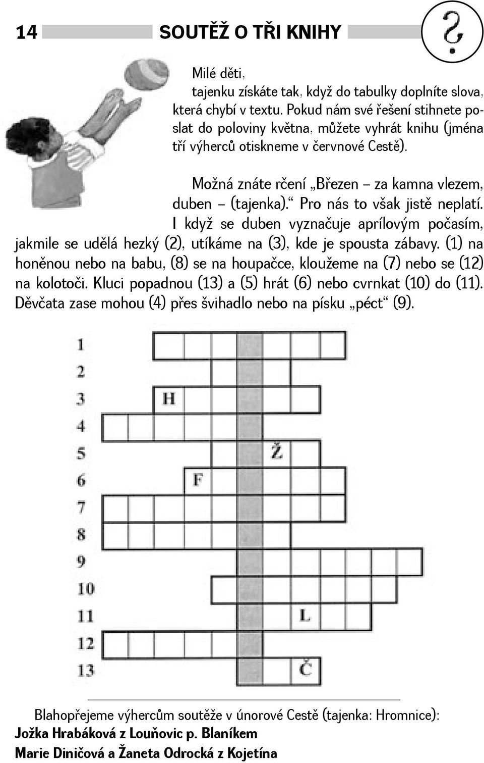 Pro nás to vak jistì neplatí. I kdy se duben vyznačuje aprílovým počasím, jakmile se udìlá hezký (2), utíkáme na (3), kde je spousta zábavy.