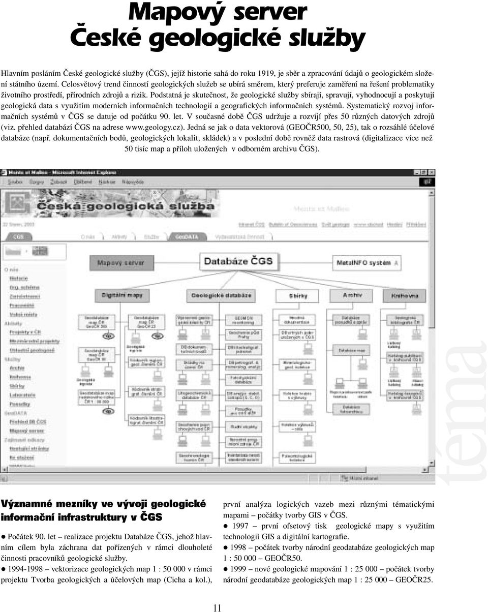 Podstatná je skutečnost, že geologické služby sbírají, spravují, vyhodnocují a poskytují geologická data s využitím moderních informačních technologií a geografických informačních systémů.