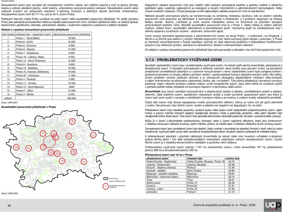 Postavení hlavního města Prahy vyvolává na svém území velké soustředění pracovních příležitostí.