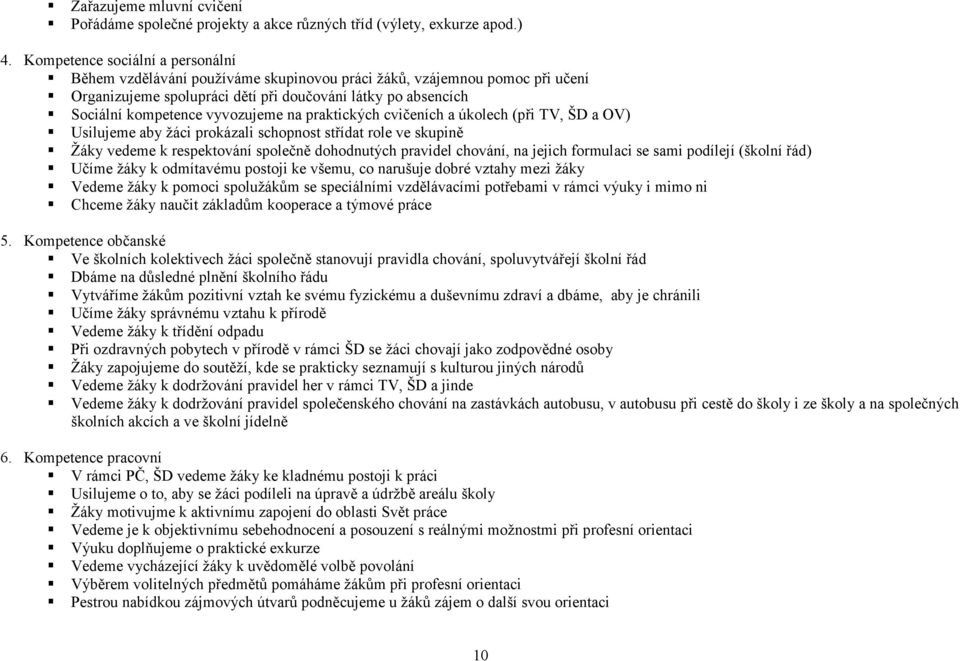 vyvozujeme na praktických cvičeních a úkolech (při TV, ŠD a OV) Usilujeme aby žáci prokázali schopnost střídat role ve skupině Žáky vedeme k respektování společně dohodnutých pravidel chování, na