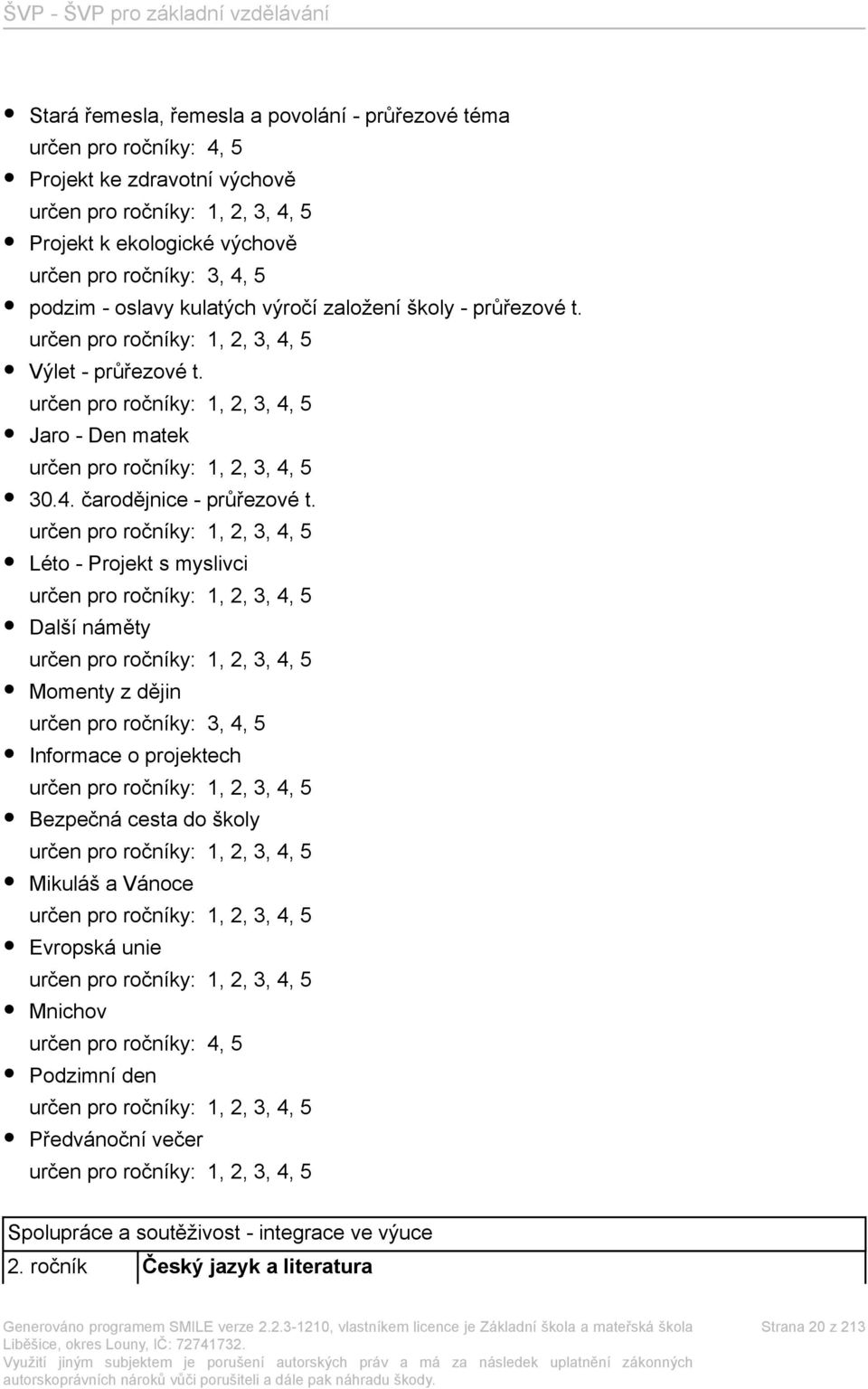 Léto - Projekt s myslivci Další náměty Momenty z dějin určen pro ročníky: 3, 4, 5 Informace o projektech Bezpečná cesta do školy Mikuláš a Vánoce