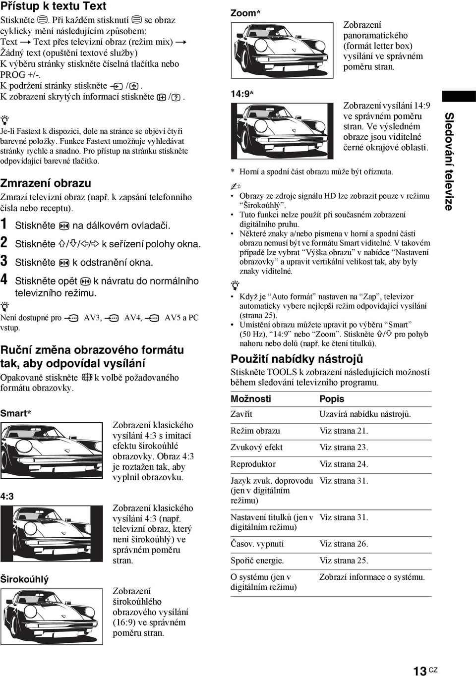 PROG +/-. K podržení stránky stiskněte /. K obraení skrytých informací stiskněte /. Je-li Fastext k dispoici, dole na stránce se objeví čtyři barevné položky.