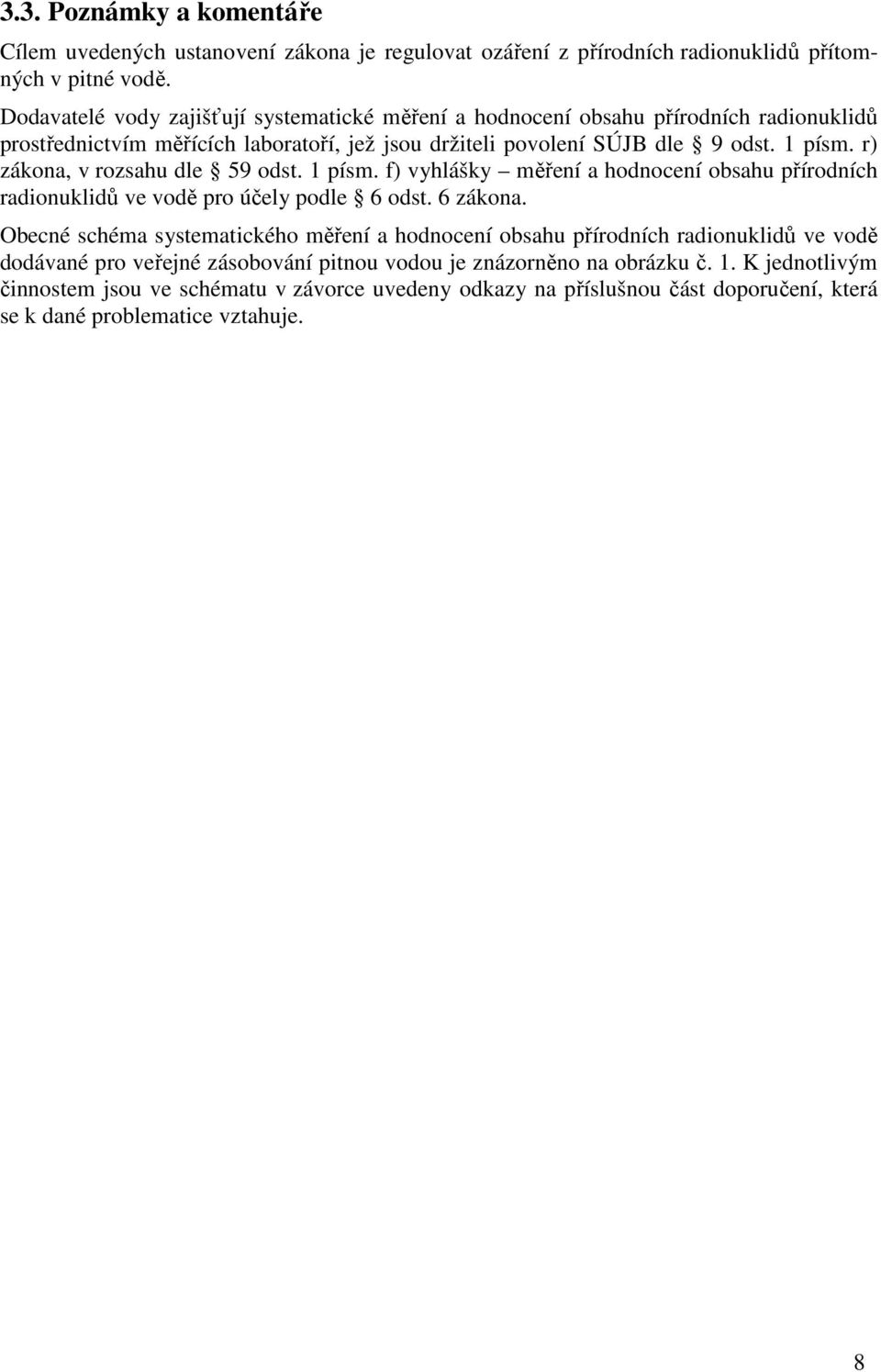 r) zákona, v rozsahu dle 59 odst. 1 písm. f) vyhlášky měření a hodnocení obsahu přírodních radonukldů ve vodě pro účely podle 6 odst. 6 zákona.