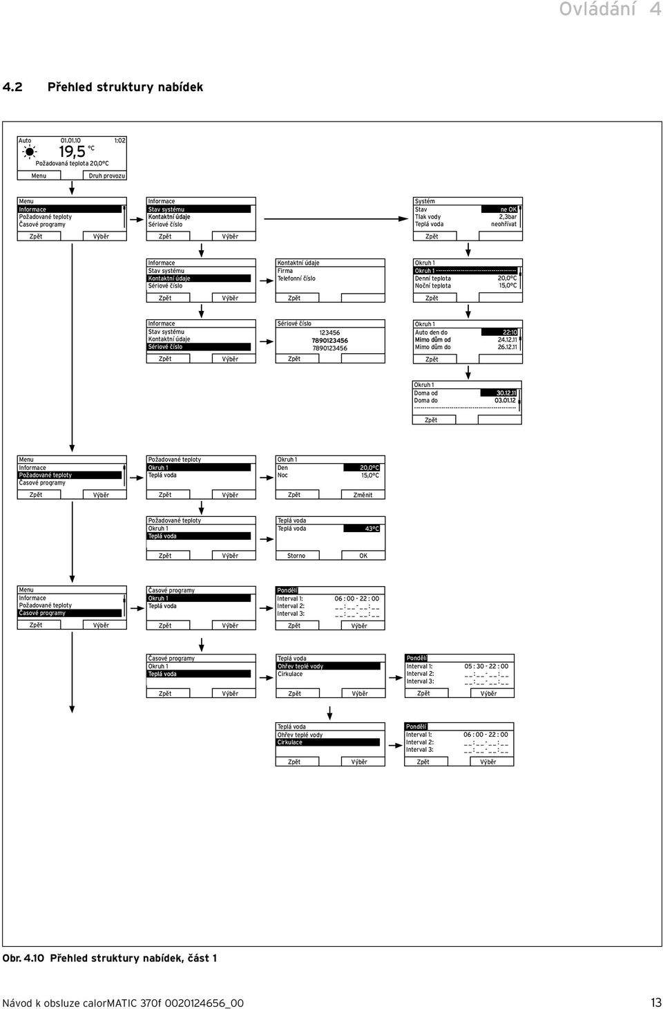 ne OK 2,3bar neohřívat Informace Stav systému Kontaktní údaje Sériové číslo Kontaktní údaje Firma Telefonní číslo Okruh 1 Okruh 1 --------------------------------------- Denní teplota 20,0 C Noční