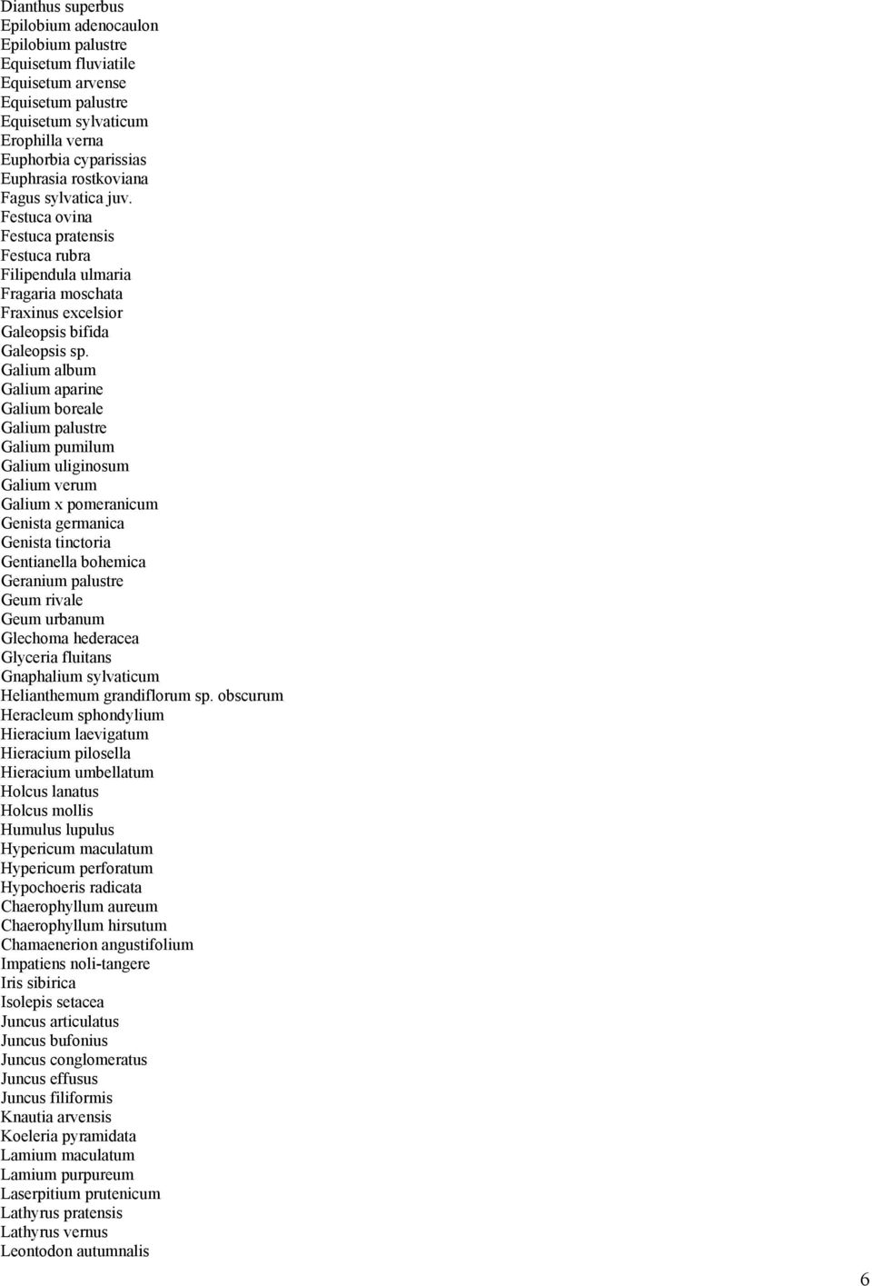 Galium album Galium aparine Galium boreale Galium palustre Galium pumilum Galium uliginosum Galium verum Galium x pomeranicum Genista germanica Genista tinctoria Gentianella bohemica Geranium