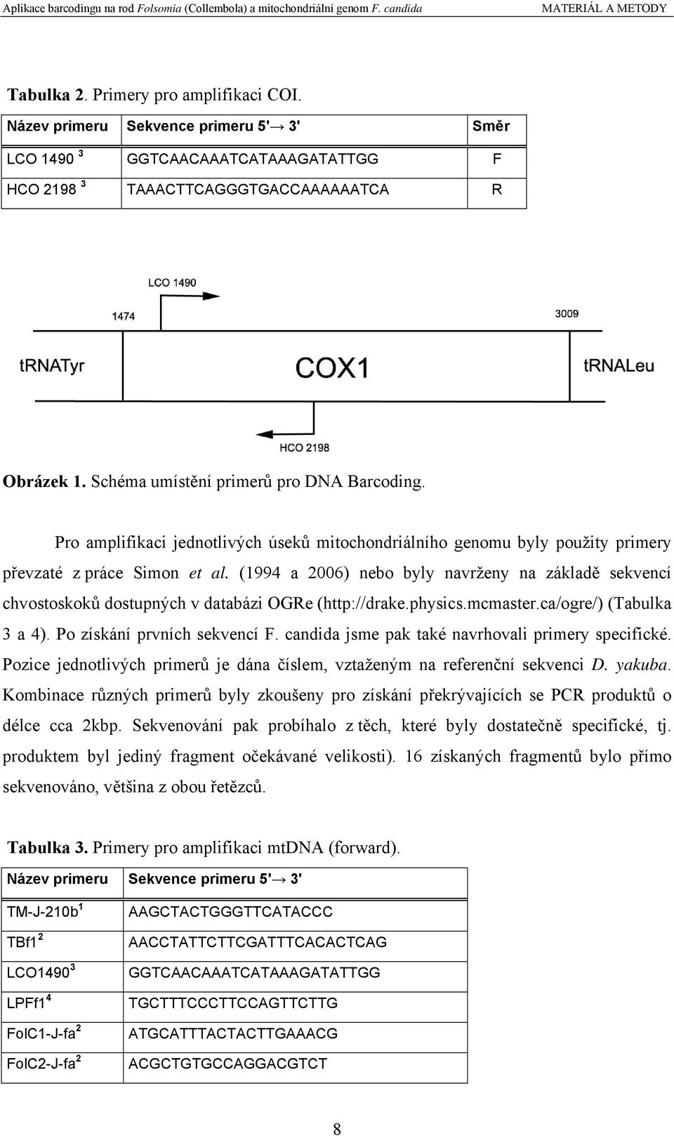 (1994 a 2006) nebo byly navrženy na základě sekvencí chvostoskoků dostupných v databázi OGRe (http://drake.physics.mcmaster.ca/ogre/) (Tabulka 3 a 4). Po získání prvních sekvencí F.