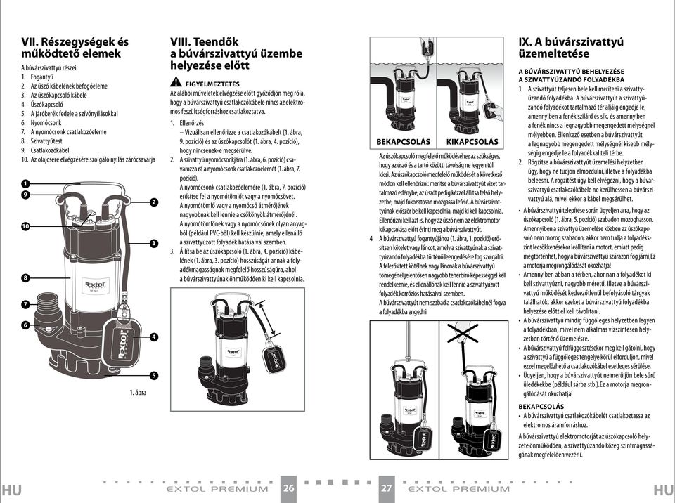 Teendők a búvárszivattyú üzembe helyezése előtt FIGYElMEZTETéS Az alábbi műveletek elvégzése előtt győződjön meg róla, hogy a búvárszivattyú csatlakozókábele nincs az elektromos feszültségforráshoz