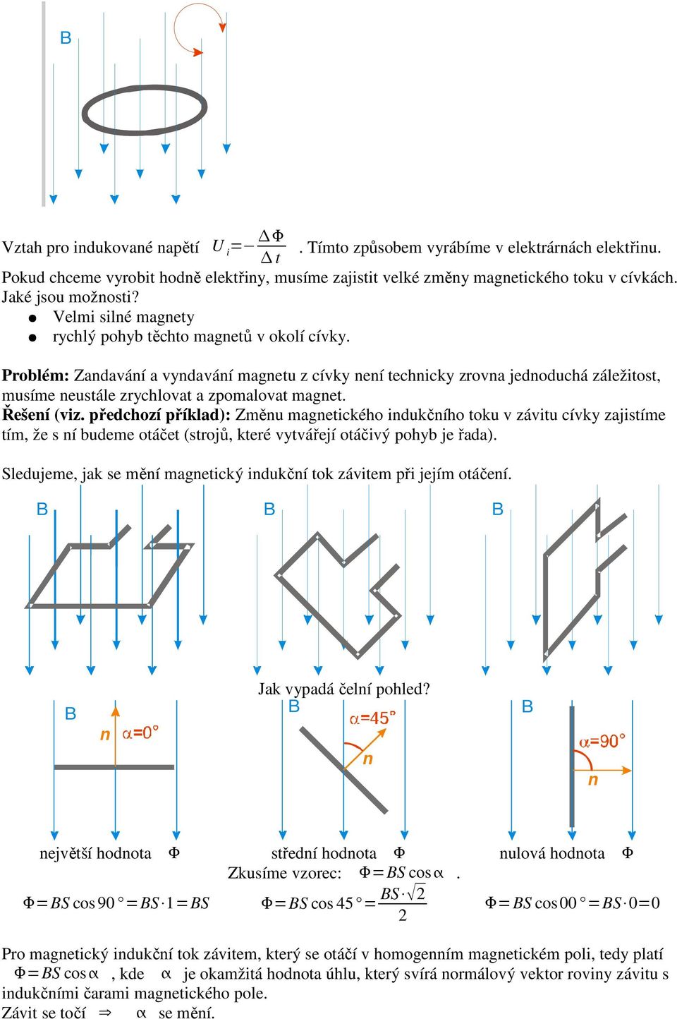 předchozí příklad): Změu magetického idukčího toku v závitu cívky zajistíme tím, že s í budeme otáčet (strojů, které vytvářejí otáčivý pohyb je řada).