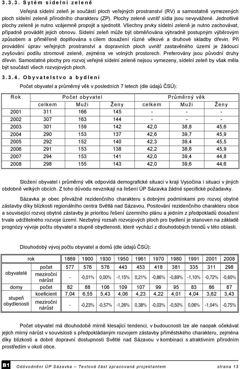 Sídelní zeleň může být obměňována výhradně postupným výběrovým způsobem a přiměřeně doplňována s cílem dosažení různé věkové a druhové skladby dřevin.