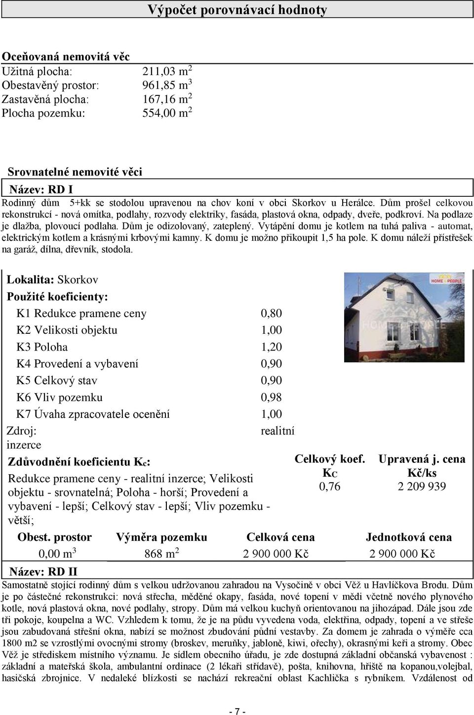 Dům prošel celkovou rekonstrukcí - nová omítka, podlahy, rozvody elektriky, fasáda, plastová okna, odpady, dveře, podkroví. Na podlaze je dlažba, plovoucí podlaha. Dům je odizolovaný, zateplený.