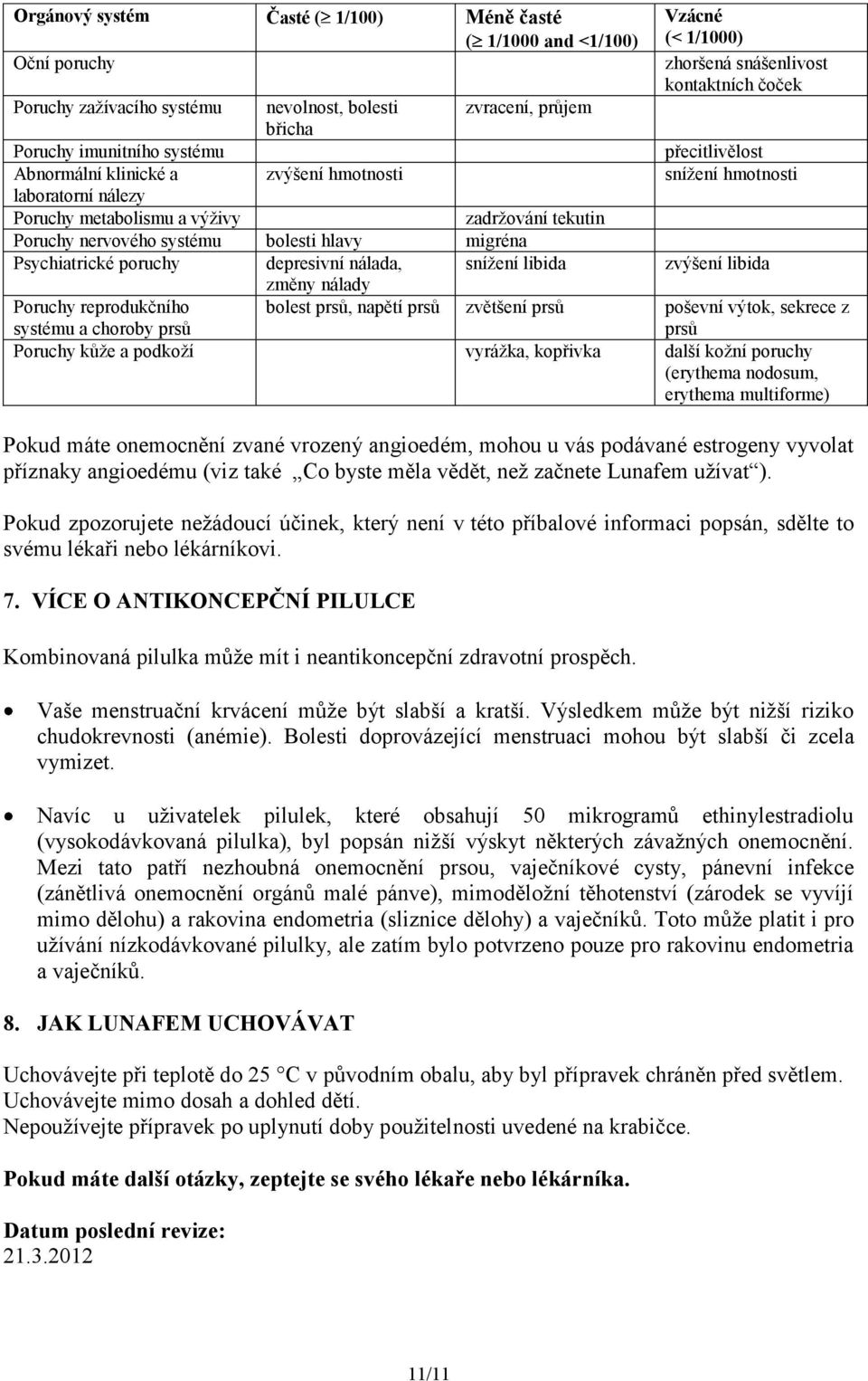 bolesti hlavy migréna Psychiatrické poruchy depresivní nálada, snížení libida zvýšení libida změny nálady Poruchy reprodukčního systému a choroby prsů bolest prsů, napětí prsů zvětšení prsů poševní