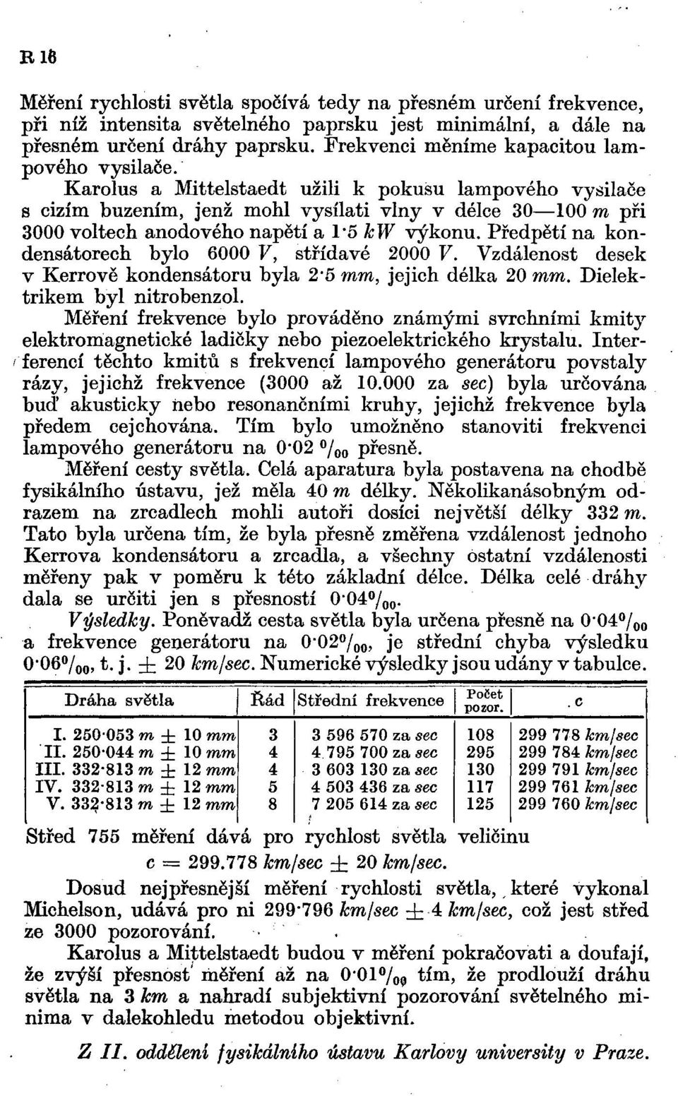 Karolus a Mittelstaedt užili k pokusu lampového vysilače s cizím buzením, jenž mohl vysílati vlny v délce 30 100 m při 3000 voltech anodového napětí a 1*5 kw výkonu.