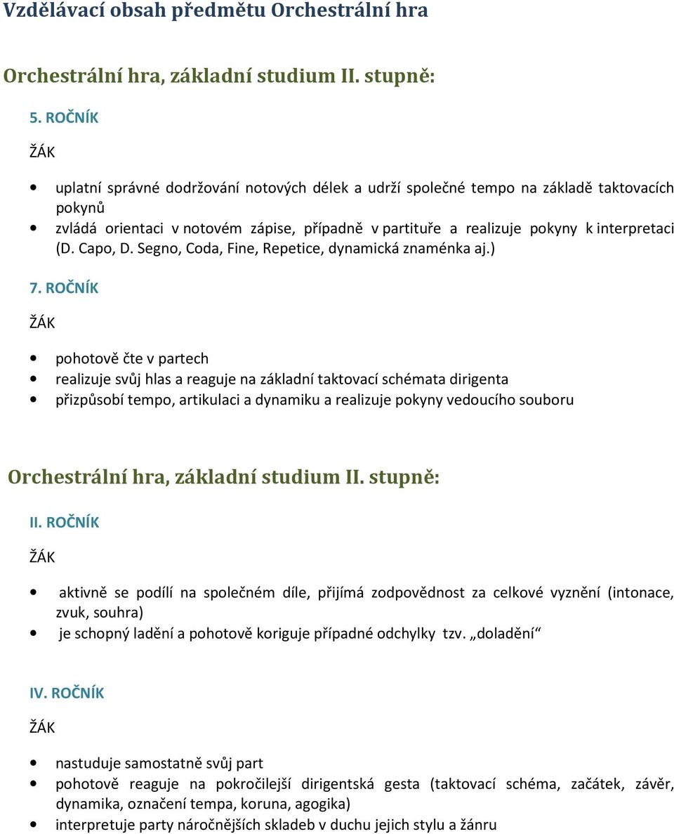 Capo, D. Segno, Coda, Fine, Repetice, dynamická znaménka aj.) 7.