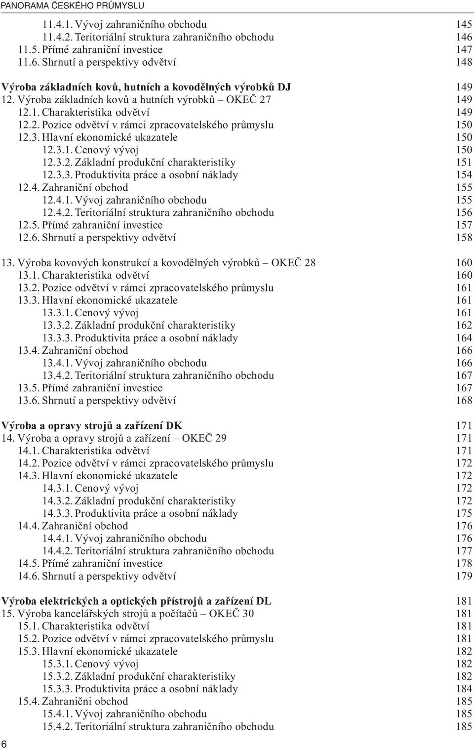 3.2. Základní produkční charakteristiky 151 12.3.3. Produktivita práce a osobní náklady 154 12.4. Zahraniční obchod 155 12.4.1. Vývoj zahraničního obchodu 155 12.4.2. Teritoriální struktura zahraničního obchodu 156 12.