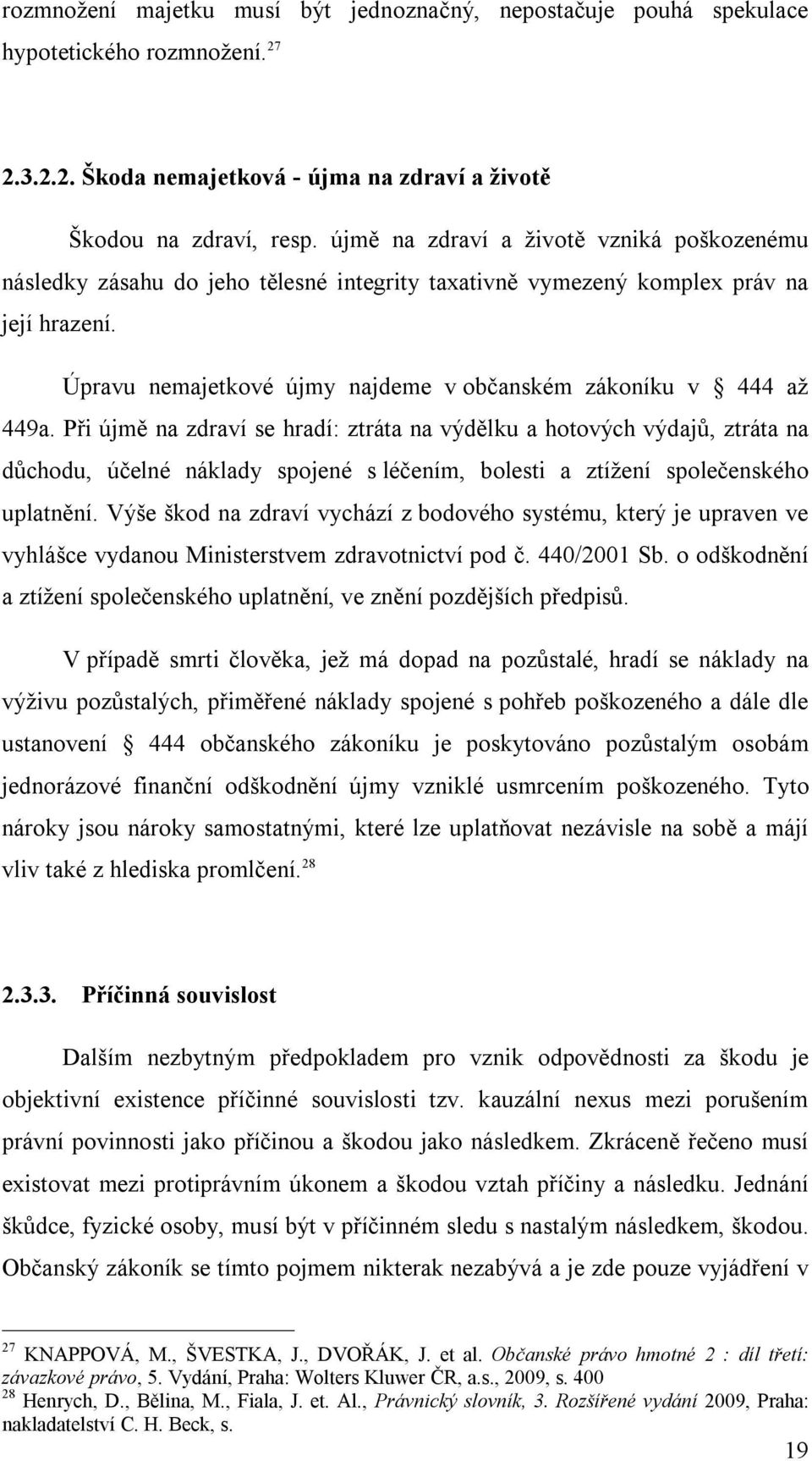 Úpravu nemajetkové újmy najdeme v občanském zákoníku v 444 až 449a.