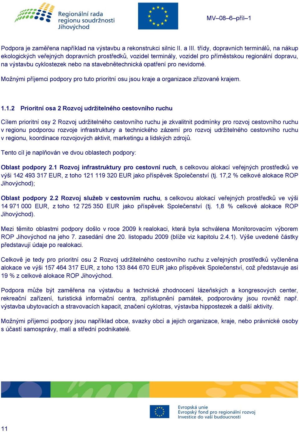 opatření pro nevidomé. Možnými příjemci podpory pro tuto prioritní osu jsou kraje a organizace zřizované krajem. 1.