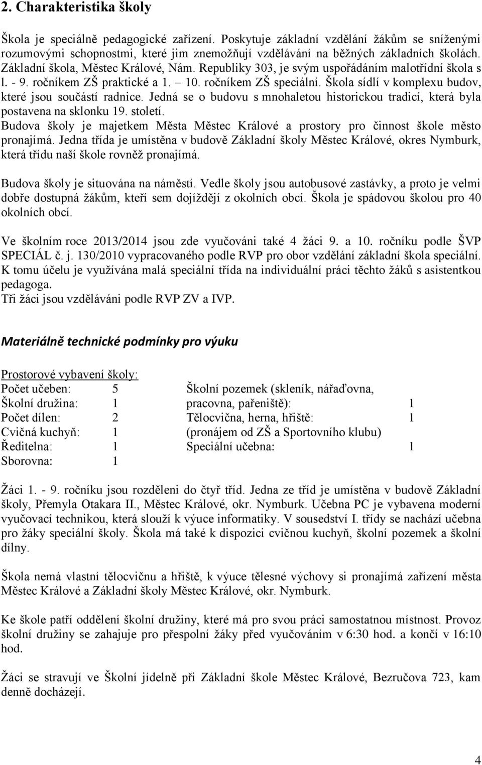 Škola sídlí v komplexu budov, které jsou součástí radnice. Jedná se o budovu s mnohaletou historickou tradicí, která byla postavena na sklonku 19. století.