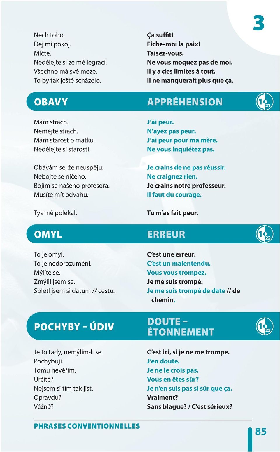 POCHYBY ÚDIV Je to tady, nemýlím -li se. Pochybuji. Tomu nevěřím. Určitě? Nejsem si tím tak jist. Opravdu? Vážně? Ça suffit! Fiche -moi la paix! Taisez-vous. Ne vous moquez pas de moi.