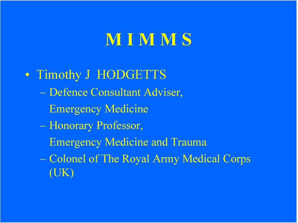 Honorary Professor, Emergency Medicine and