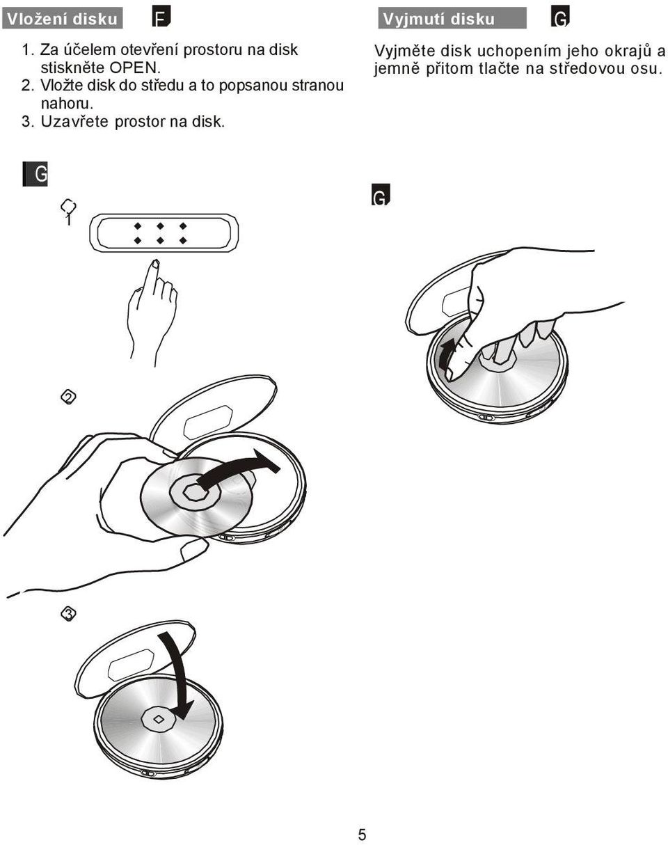 Vložte disk do středu a to popsanou stranou nahoru. 3.