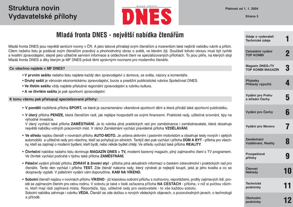 Souãástí tohoto obrazu musí b t rychlé a kvalitní zpravodajství, stejnû jako uïiteãné servisní informace a oddechové ãtení ve specializovan ch pfiílohách.