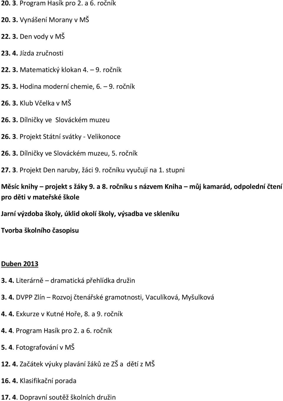 stupni Měsíc knihy projekt s žáky 9. a 8.