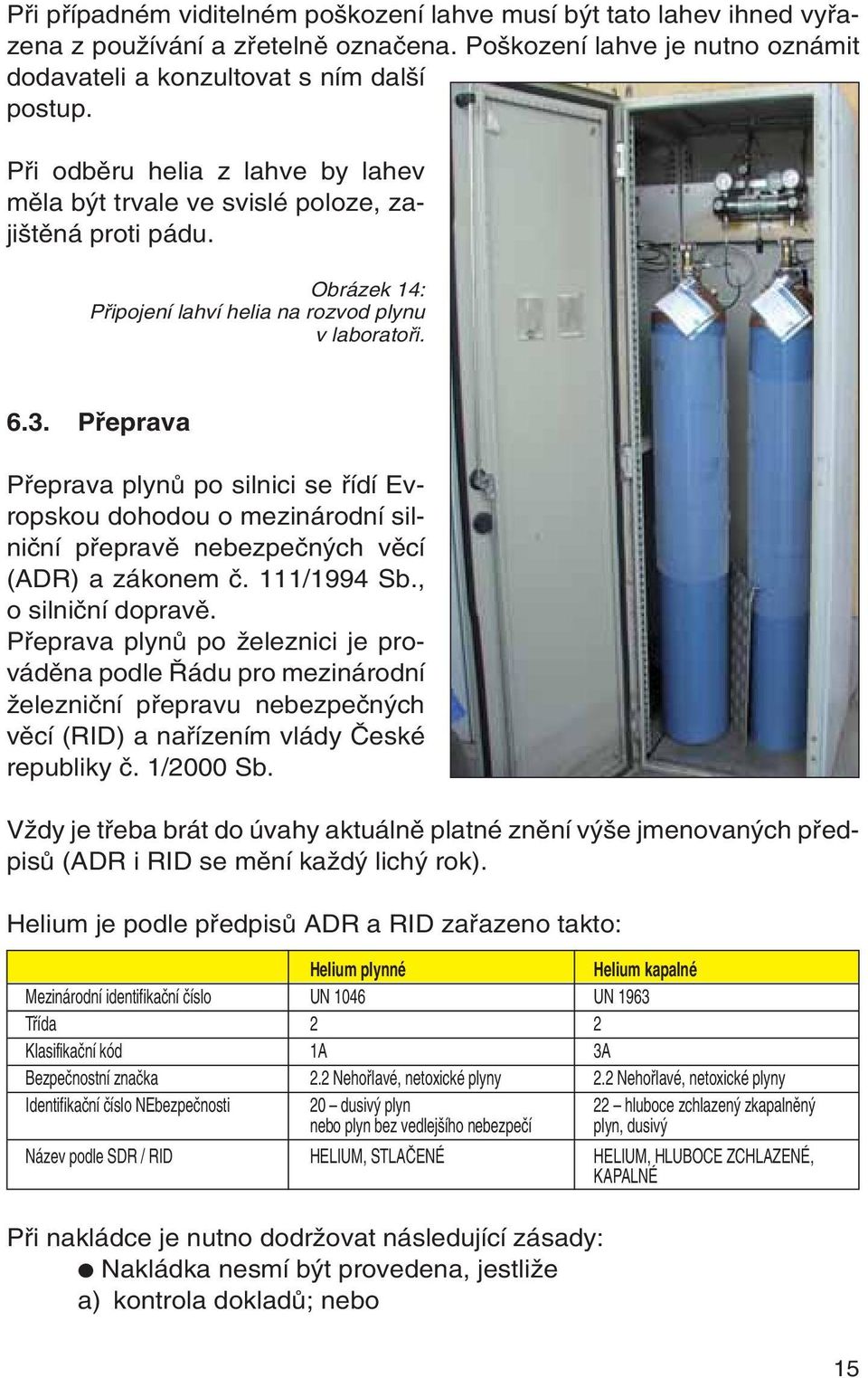 Pfieprava Pfieprava plynû po silnici se fiídí Evropskou dohodou o mezinárodní silniãní pfiepravû nebezpeãn ch vûcí (ADR) a zákonem ã. 111/1994 Sb., o silniãní dopravû.