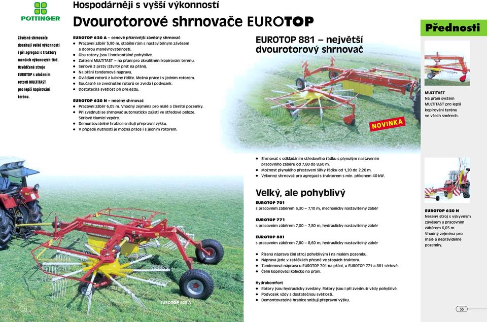 Oba rotory jsou i horizontálně pohyblivé. Zařízení MULTITAST na přání pro zkvalitnění kopírování terénu.