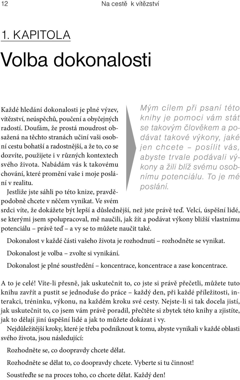 Nabádám vás k takovému chování, které promění vaše i moje poslání v realitu. Jestliže jste sáhli po této knize, pravděpodobně chcete v něčem vynikat.