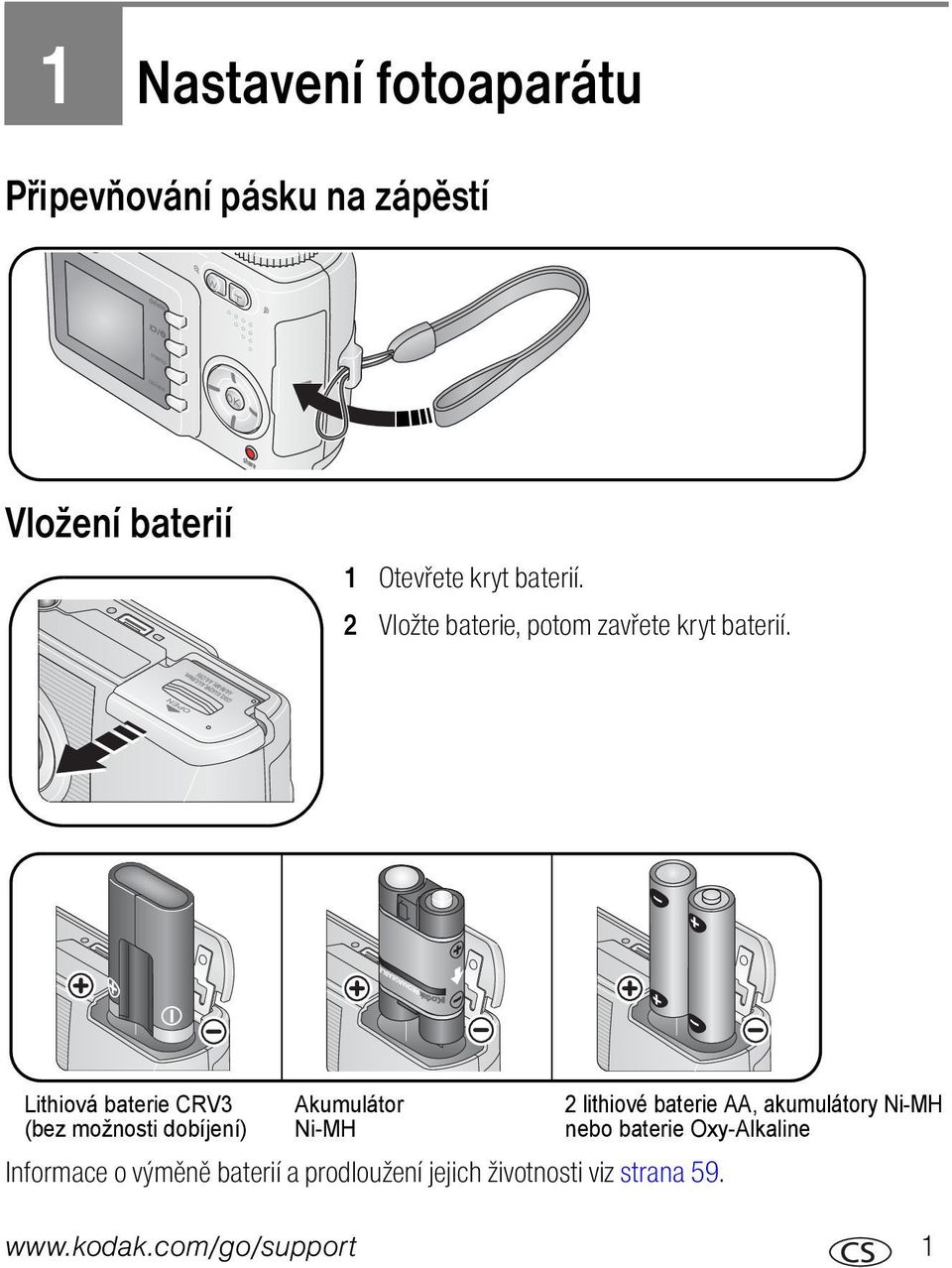 Lithiová baterie CRV3 (bez možnosti dobíjení) Akumulátor Ni-MH Informace o výměně baterií a