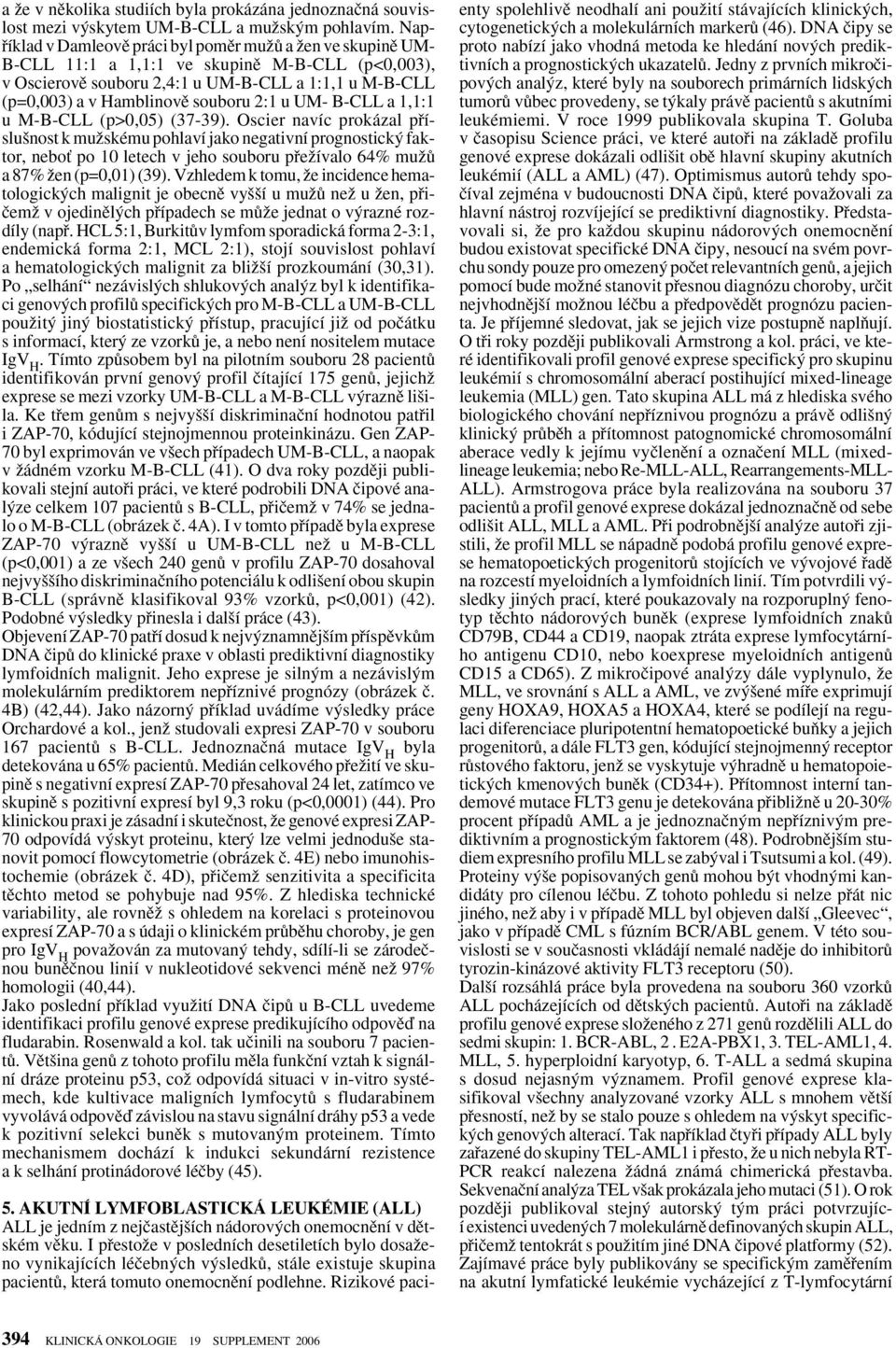 souboru 2:1 u UM- B-CLL a 1,1:1 u M-B-CLL (p>0,05) (37-39).