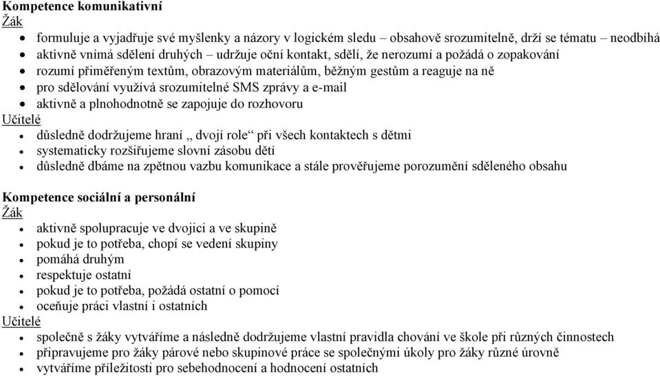 do rozhovoru důsledně dodržujeme hraní dvojí role při všech kontaktech s dětmi systematicky rozšiřujeme slovní zásobu dětí důsledně dbáme na zpětnou vazbu komunikace a stále prověřujeme porozumění