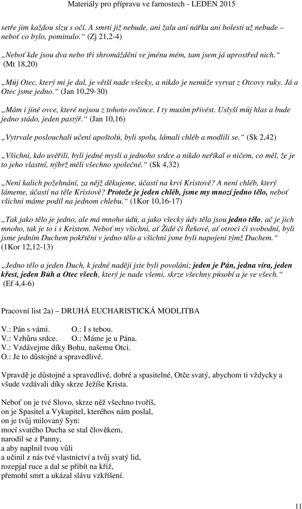 Já a Otec jsme jedno. (Jan 10,29-30) Mám i jiné ovce, které nejsou z tohoto ovčince. I ty musím přivést. Uslyší můj hlas a bude jedno stádo, jeden pastýř.