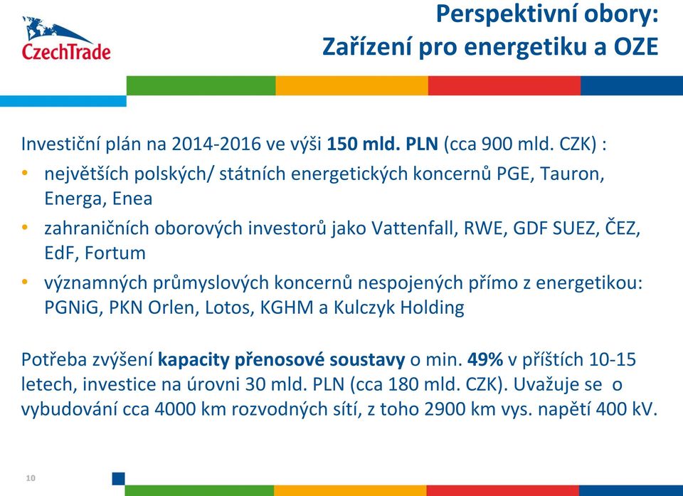 ČEZ, EdF, Fortum významných průmyslových koncernů nespojených přímo z energetikou: PGNiG, PKN Orlen, Lotos, KGHM a Kulczyk Holding Potřeba zvýšení