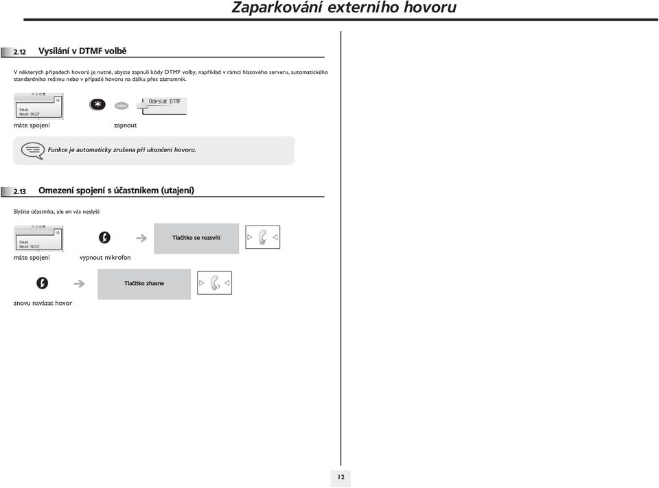 serveru, automatického standardního re½imu nebo v pøípadì hovoru na dálku pøes záznamník.