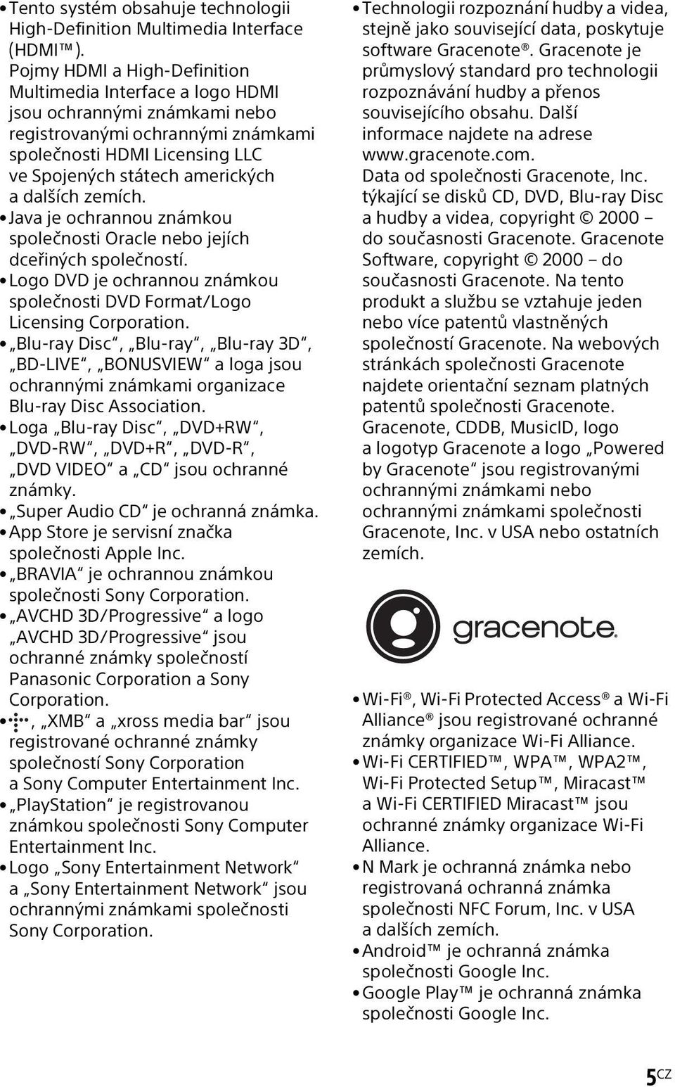 zemích. Java je ochrannou známkou společnosti Oracle nebo jejích dceřiných společností. Logo DVD je ochrannou známkou společnosti DVD Format/Logo Licensing Corporation.