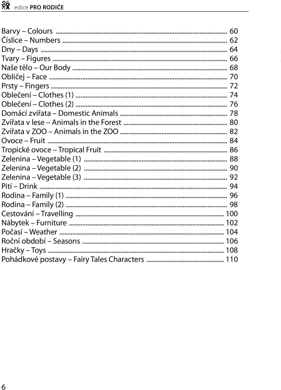 .. 84 Tropické ovoce Tropical Fruit... 86 Zelenina Vegetable (1)... 88 Zelenina Vegetable (2)... 90 Zelenina Vegetable (3)... 92 Pití Drink... 94 Rodina Family (1).