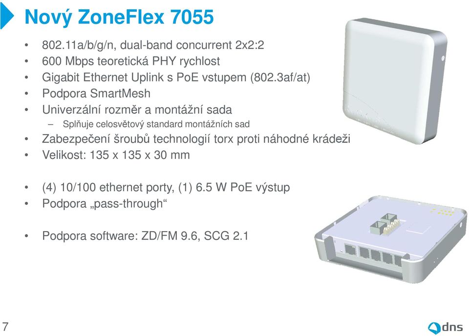 (802.3af/at) Podpora SmartMesh Univerzální rozměr a montážní sada Splňuje celosvětový standard montážních