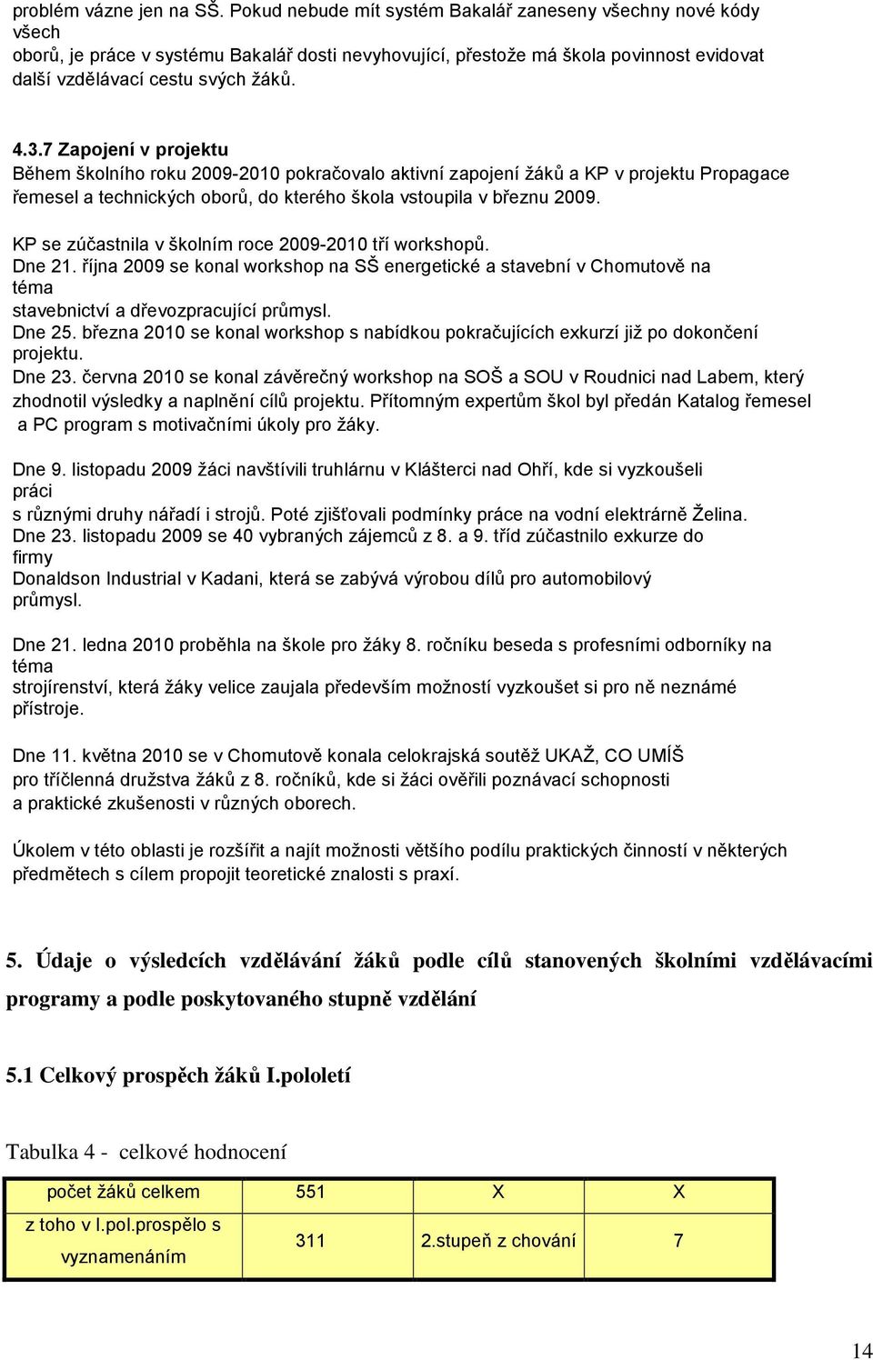 7 Zapojení v projektu Během školního roku 2009-2010 pokračovalo aktivní zapojení žáků a KP v projektu Propagace řemesel a technických oborů, do kterého škola vstoupila v březnu 2009.