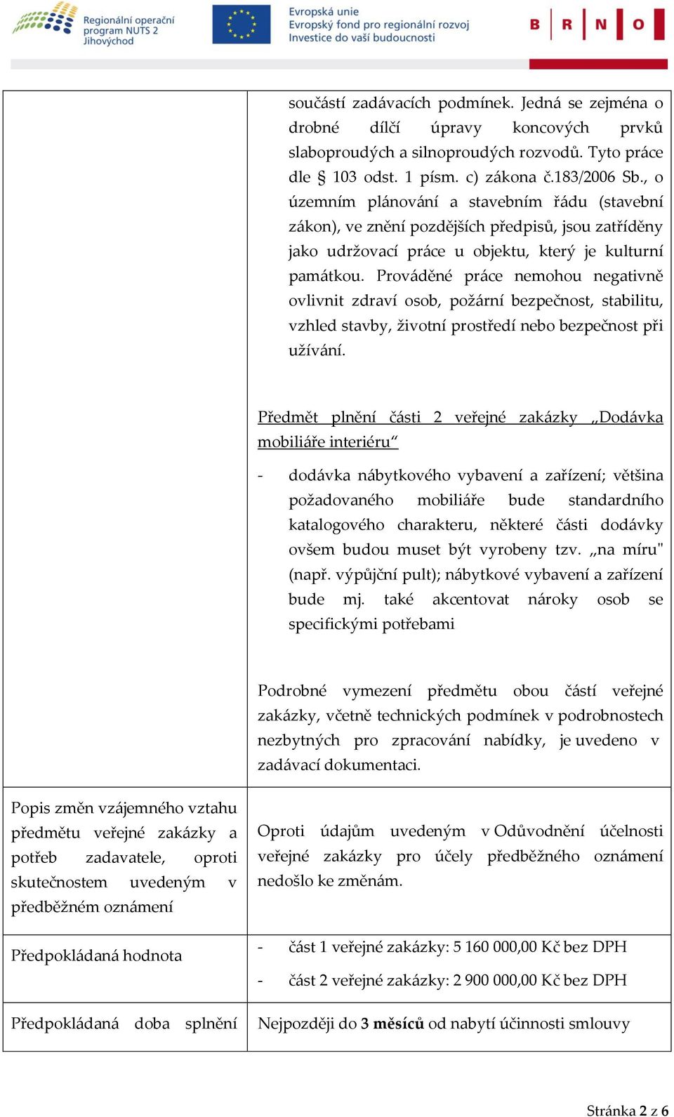 Prováděné práce nemohou negativně ovlivnit zdraví osob, požární bezpečnost, stabilitu, vzhled stavby, životní prostředí nebo bezpečnost při užívání.