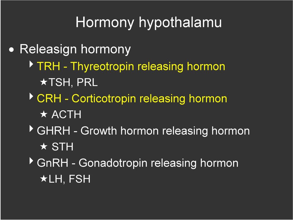 Corticotropin releasing hormon ACTH GHRH - Growth