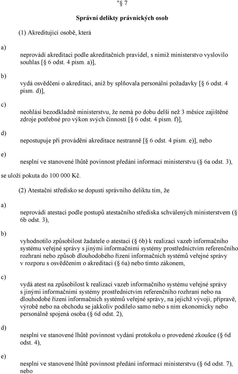 d)], neohlásí bezodkladně ministerstvu, že nemá po dobu delší než 3 měsíce zajištěné zdroje potřebné pro výkon svých činností [ 6 odst. 4 písm.