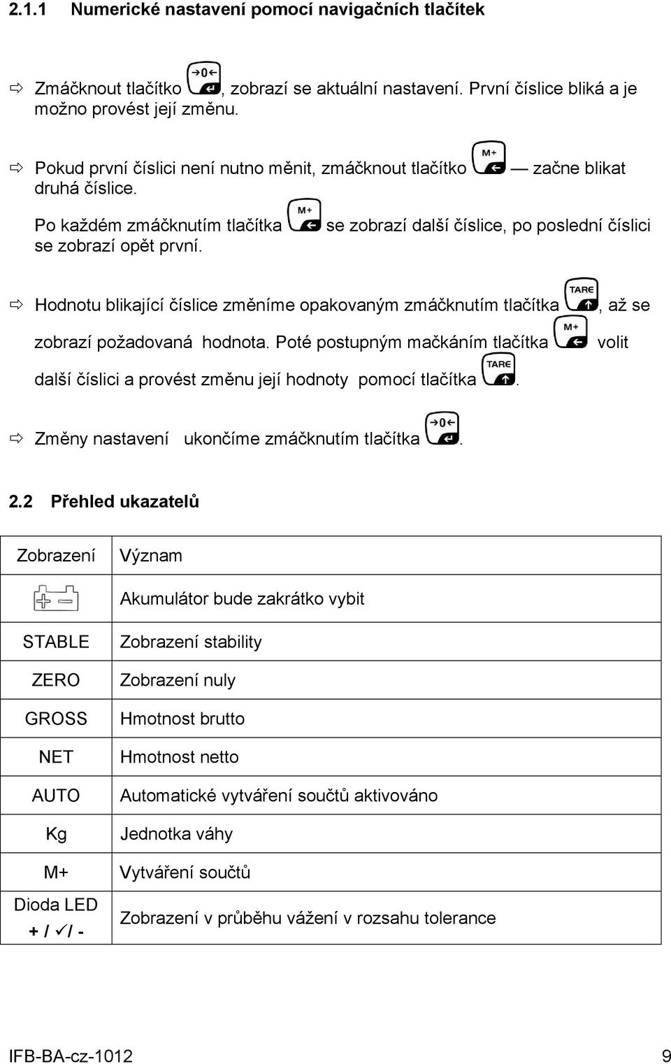 se zobrazí další číslice, po poslední číslici Hodnotu blikající číslice změníme opakovaným zmáčknutím tlačítka zobrazí požadovaná hodnota.