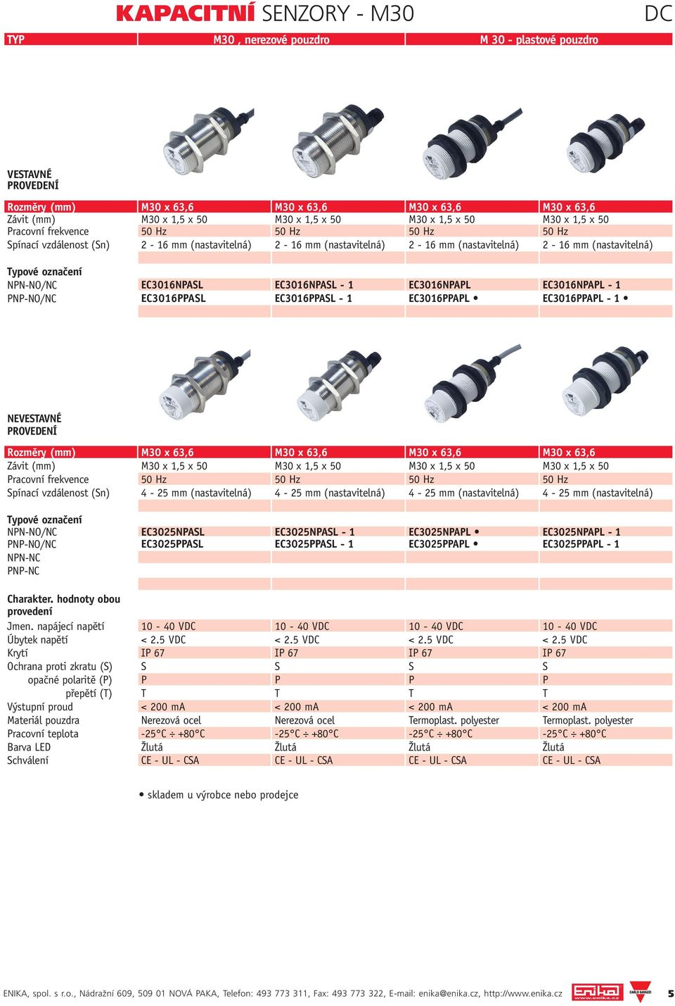 EC3016NPASL EC3016NPASL - 1 EC3016NPAPL EC3016NPAPL - 1 PNP-NO/NC EC3016PPASL EC3016PPASL - 1 EC3016PPAPL EC3016PPAPL - 1 NEVESTAVNÉ Rozměry (mm) M30 x 63,6 M30 x 63,6 M30 x 63,6 M30 x 63,6 Závit