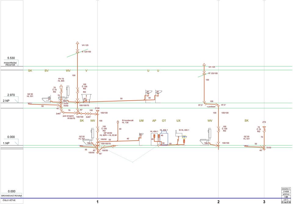 UX 87,5 v podlaze 87,5 / WV SK Z.NP GZ HL 53 Č GP / HL 90Pr + HL 83.M / HL 4.